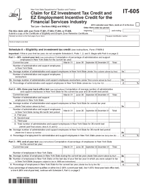 New York State EZ Investment Tax Credit Form IT-605