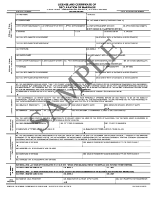 California Marriage License and Declaration Form