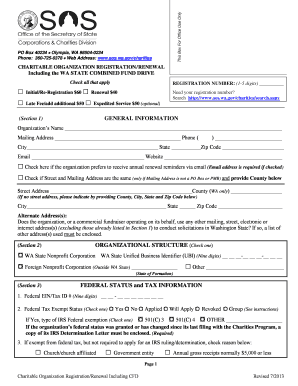 Washington Charitable Organization Registration Form