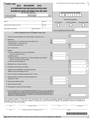 Delaware S Corporation Reconciliation and Shareholders Information Return