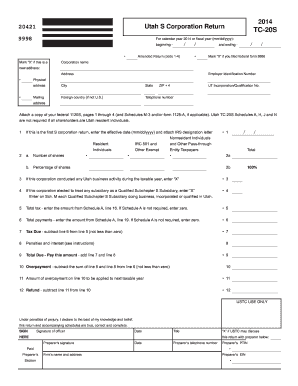 Utah S Corporation Tax Return