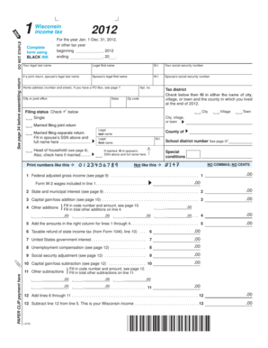 Wisconsin Income Tax Form 2012