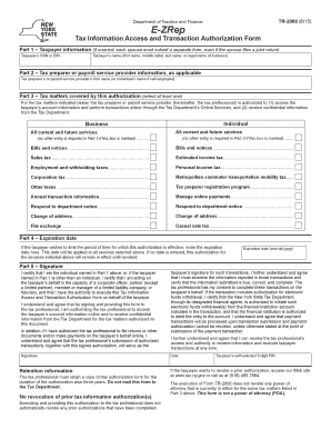 New York Tax Information Access and Transaction Authorization Form