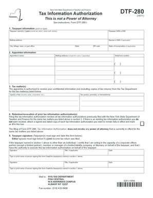 New York Tax Information Authorization Form DTF-280