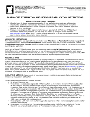 California Pharmacist Examination and Licensure Application