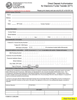 Minnesota Medicaid Direct Deposit Authorization Form