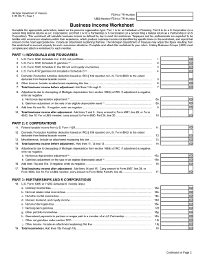 Michigan Business Income Worksheet