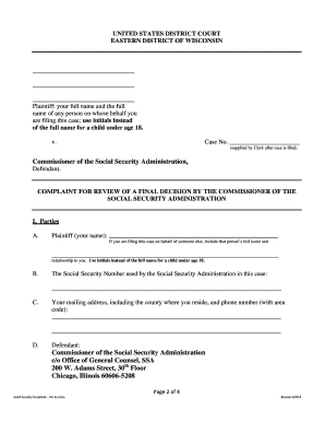 Social Security Disability Appeal Complaint Form