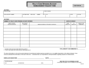 Health Care Spending Account Reimbursement Request Form