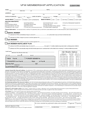 VFW Membership Application Form