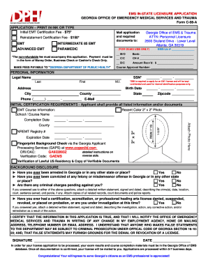Georgia EMT In-State Licensure Application