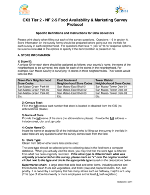 Food Availability & Marketing Survey