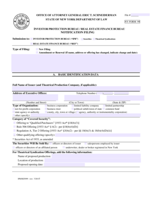 New York Form 99 Notification Filing