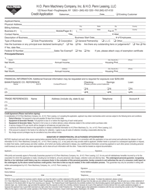 H.O. Penn Machinery Credit Application