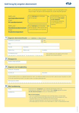 Formulier voor terugbetaling NS-abonnement