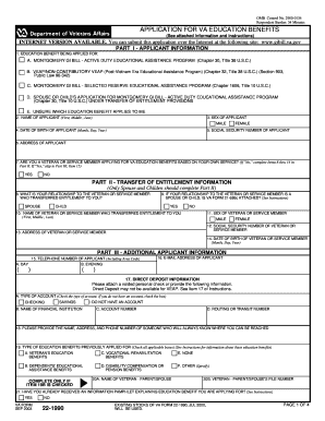 VA Form 22-1990 Application for Education Benefits