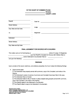 Final Judgment for Divorce with Children