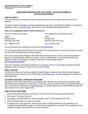 Wisconsin Medicaid Application for Elderly, Blind, or Disabled
