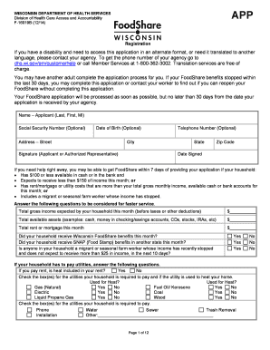 Wisconsin FoodShare Application