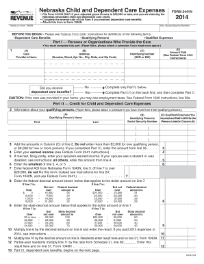 Nebraska Child and Dependent Care Expenses Form 2441N