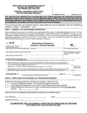 Maryland Federal and State Tax Withholding Request