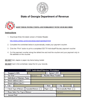 Georgia 525 TV Individual/Fiduciary Payment Voucher