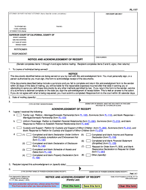 California Notice and Acknowledgment of Receipt