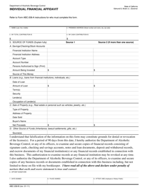 California Individual Financial Affidavit