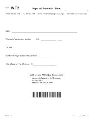 Wisconsin W2 Transmittal Sheet