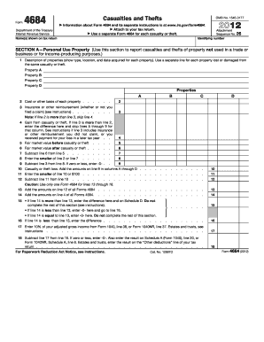 IRS Form 4684 Casualty and Theft Loss