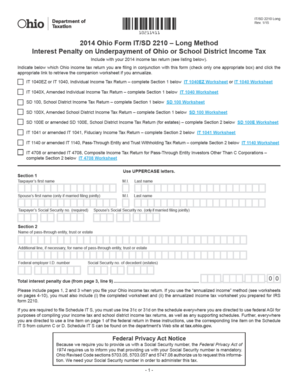 Ohio Tax Underpayment Penalty Calculation Form