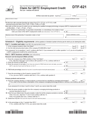 New York QETC Employment Credit Form DTF-621