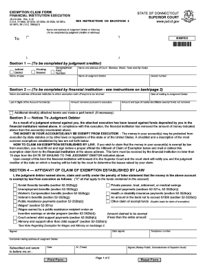 Connecticut Exemption Claim Form