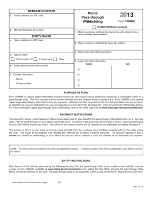Maine Withholding Form 1099ME