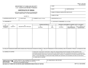 Certificate of Origin for Insular Possessions