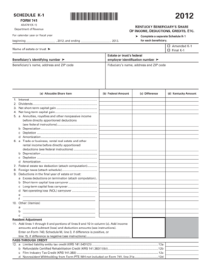 Kentucky Beneficiary's Share Form 741 Schedule K-1
