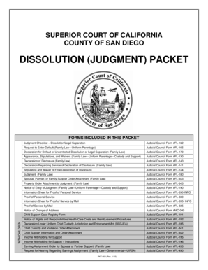 California Dissolution Judgment Packet