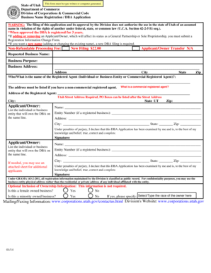 Utah Business Name Registration DBA Application