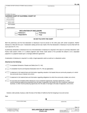 California Declaration of Disclosure
