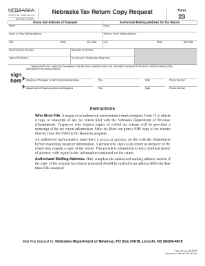 Nebraska Tax Return Copy Request Form