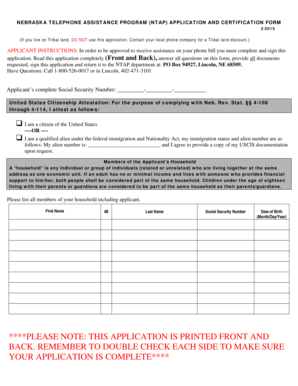 Nebraska Telephone Assistance Program Application