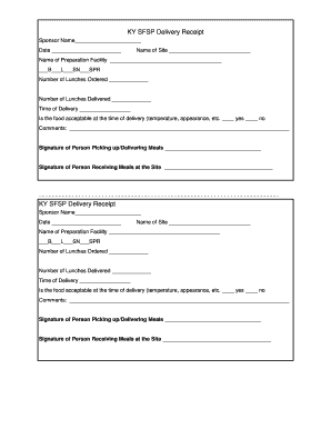 KY SFSP Delivery Receipt