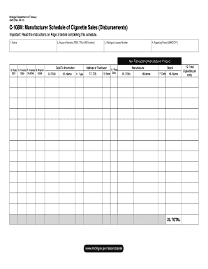 Michigan Cigarette Sales Disbursement Form