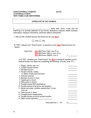 Affidavit of Net Worth