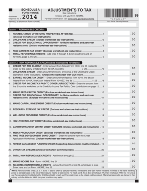 Maine Schedule A Tax Adjustments Form