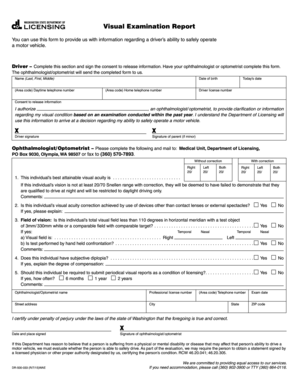 Click here to START or CLEAR, then hit the TAB button Visual Examination Report You can use this form to provide us with information regarding a driver s ability to safely operate a motor vehicle - dol wa