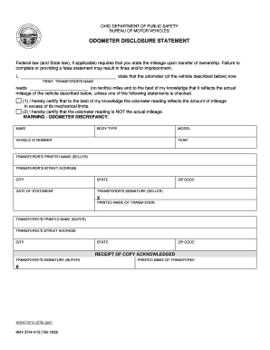 Ohio Odometer Disclosure Statement