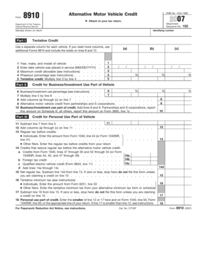 Form 8910 Alternative Motor Vehicle Credit