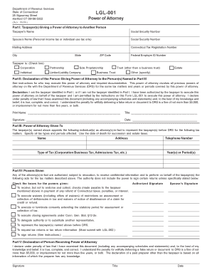 Connecticut Power of Attorney Form LGL-001