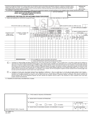 USDA Poultry Export Health Certificate